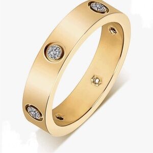 18k Gold Plated Titanium CZ Love Ring